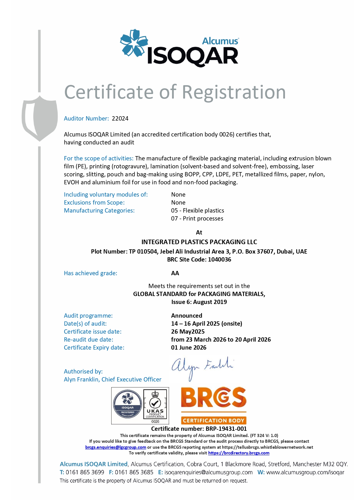 ISO 14001:2015 Certificate