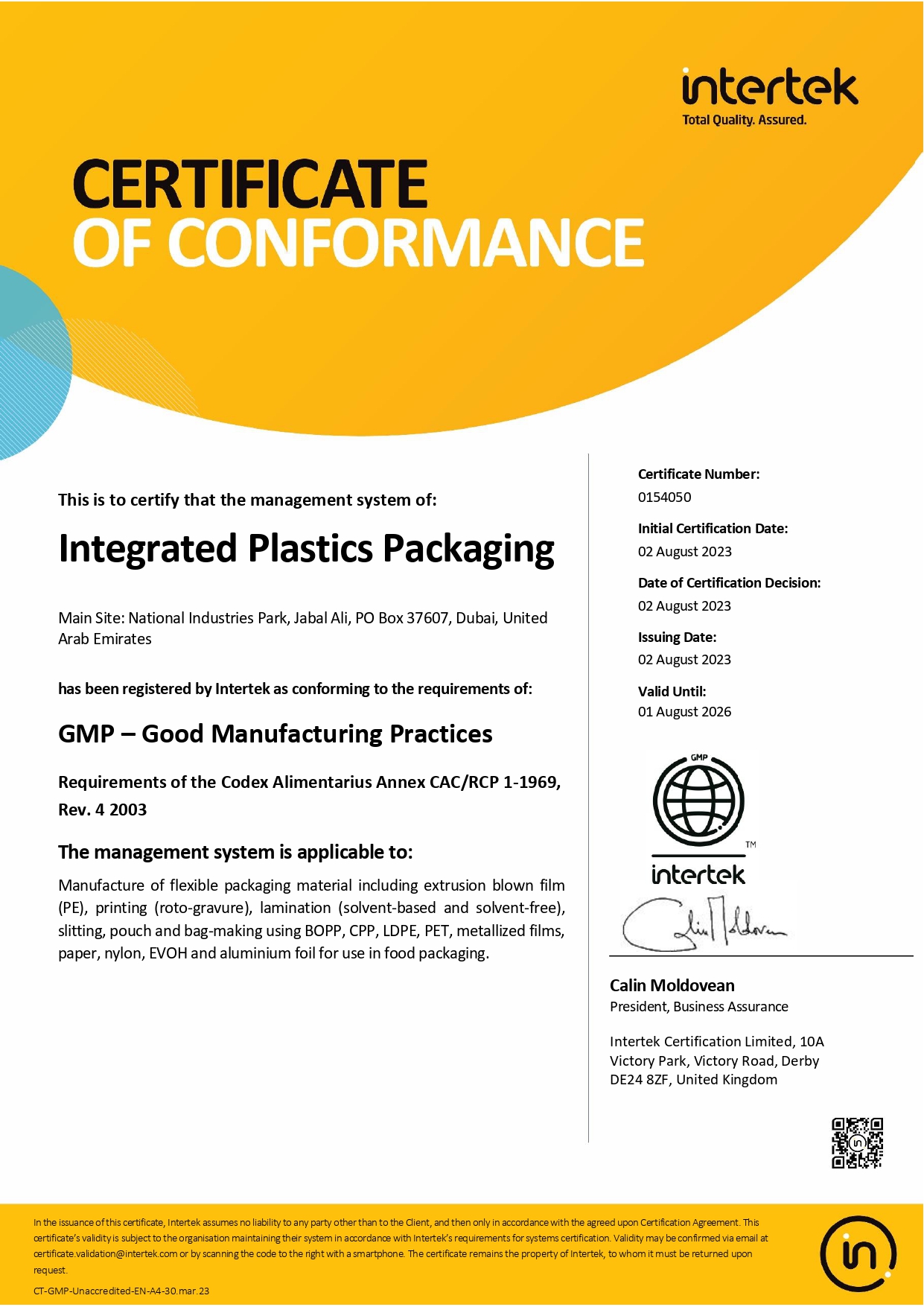 OHSAS 18001:2007 Certificate